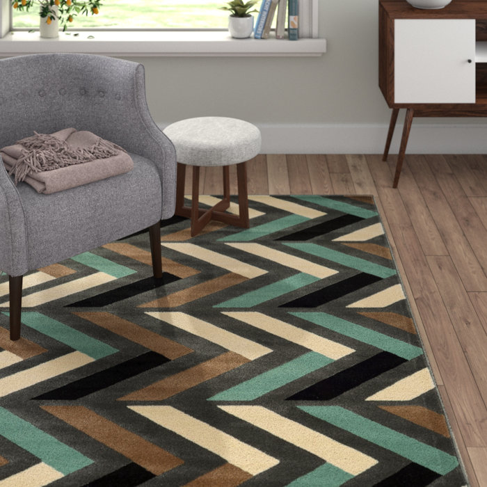 Langley Street Halvard Gray/Turquoise Area Rug & Reviews Wayfair